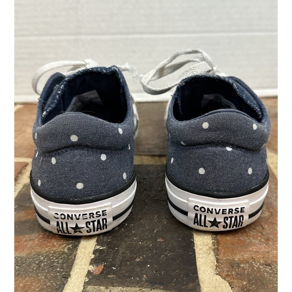 Converse All Star Blue Sneakers White Polka Dots Denim Low Top Women's 8 - Picture 4 of 6